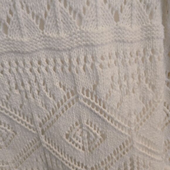 Talbots White 3/4 Sleeve Crochet Sweater Dress Size Mp - Picture 5 of 7